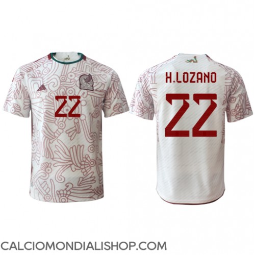 Maglie da calcio Messico Hirving Lozano #22 Seconda Maglia Mondiali 2022 Manica Corta